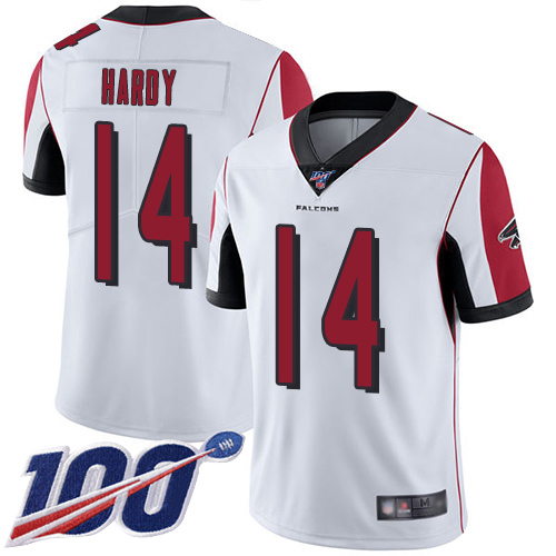 Atlanta Falcons Limited White Men Justin Hardy Road Jersey NFL Football #14 100th Season Vapor Untouchable